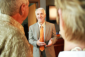 Terry smiling in the lobby